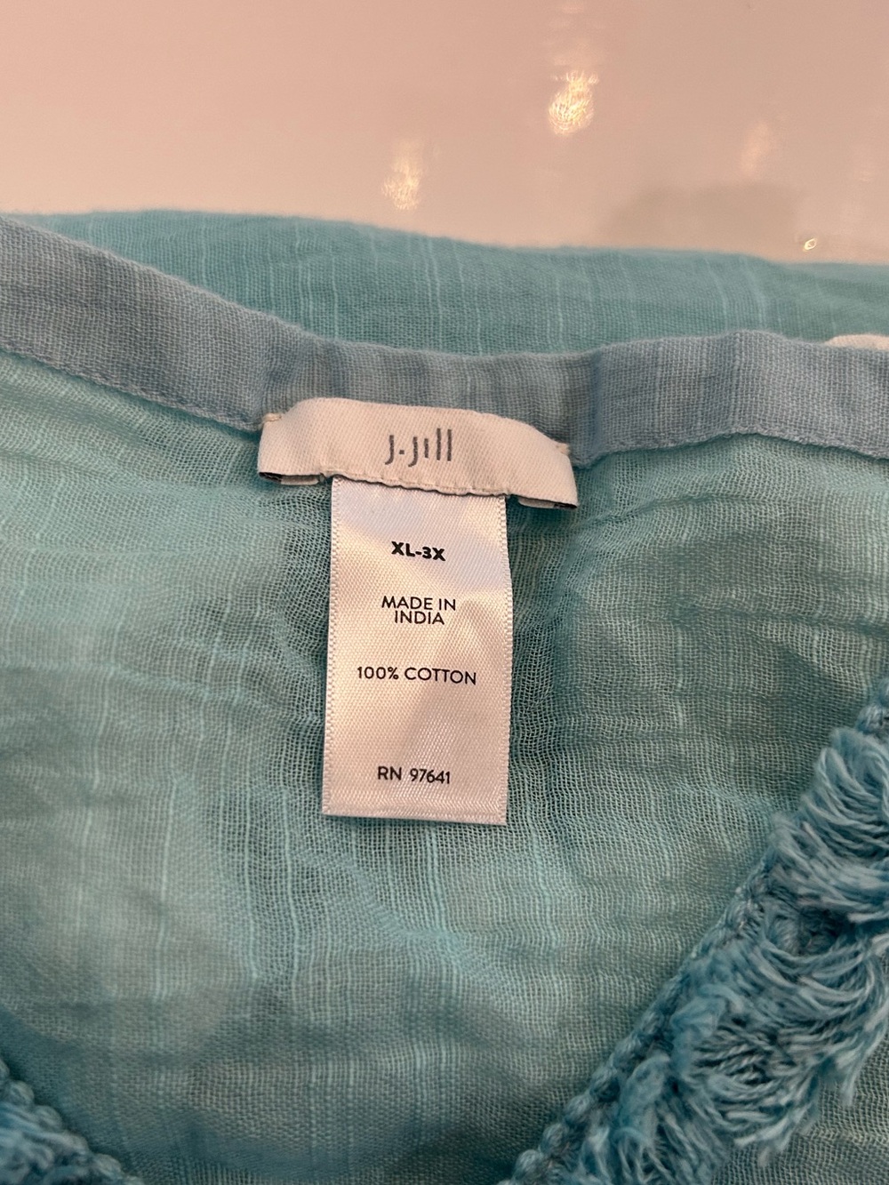 J Jill Women’s Poncho Blue & White Swim Cover-Up Tunic - Picture 6 of 6